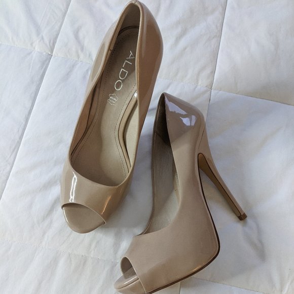 Aldo Nude Open Toed Pumps - Picture 1 of 5